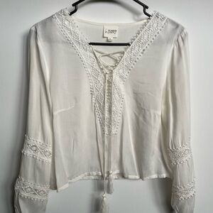 Chic White Lace-Up Blouse by Sharp